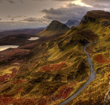 road landscape water mountain