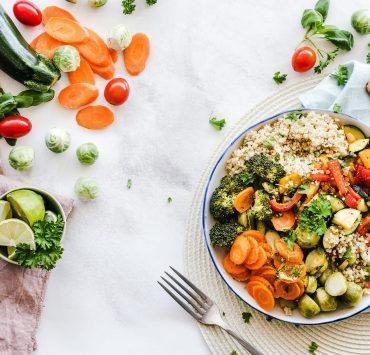 flat lay photography of vegetable salad on plate