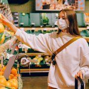 woman wearing mask in supermarket