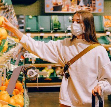 woman wearing mask in supermarket
