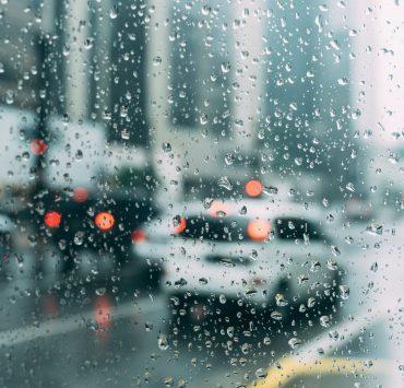 water dew in clear glass panel