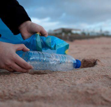 person holding clear plastic bottle