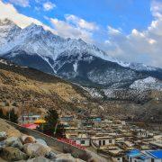village on himalayas mountain valley