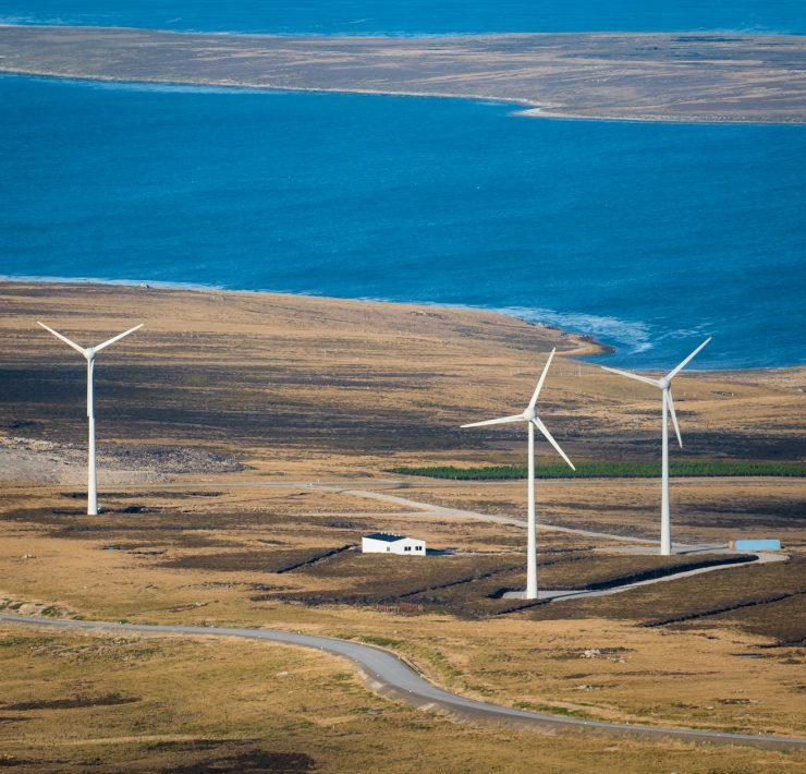 windmills photographed at falkland islands