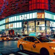 time lapse phot oof a yellow car