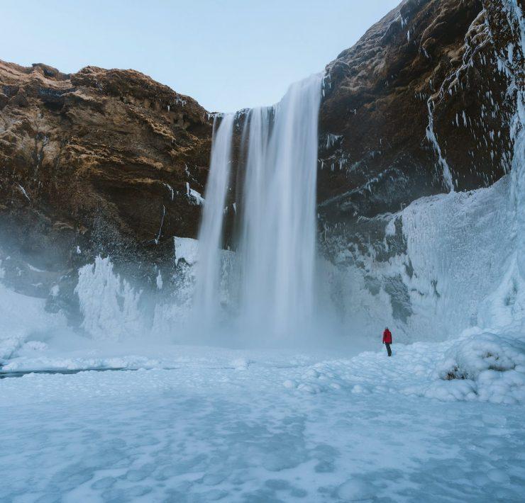 person walking on snowfield