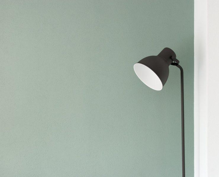 black floor lamp at the corner