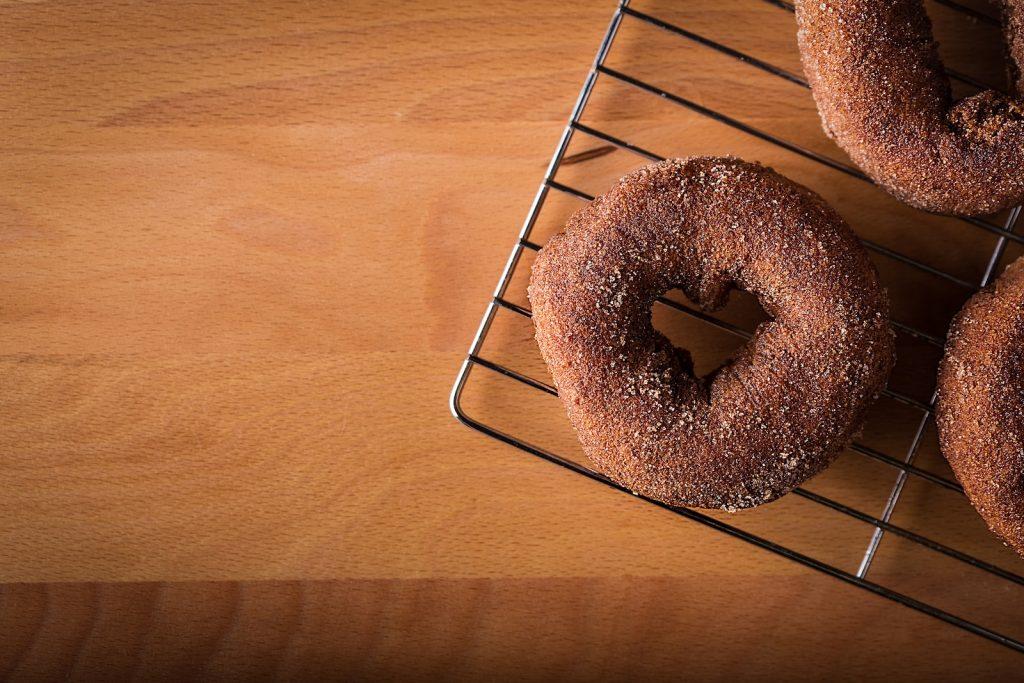 donut on gray steel stand
