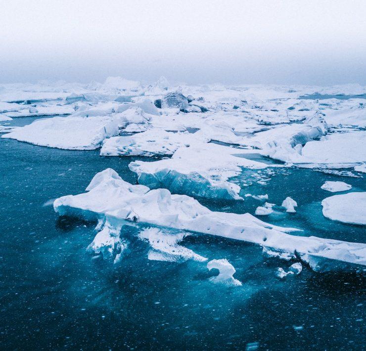bird's-eye view of icebergs