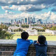 two boys on wall