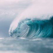 white and blue ocean waves