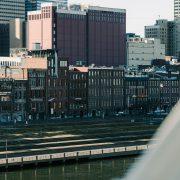 a view of a city from a bridge