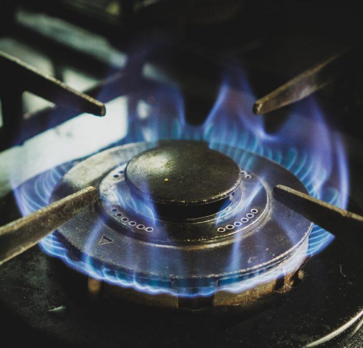 black and white gas stove