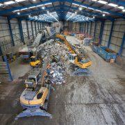 a warehouse full of construction equipment