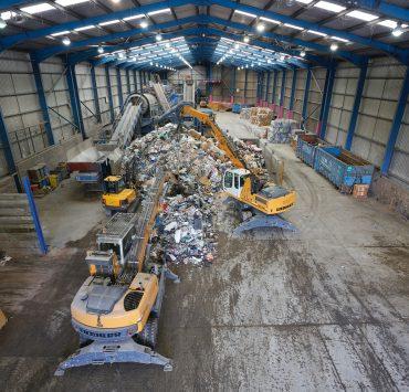 a warehouse full of construction equipment