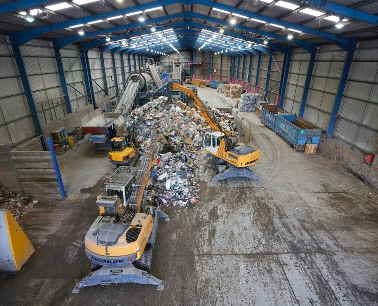 a warehouse full of construction equipment