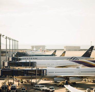 four planes at the airport