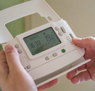 a person holding a device