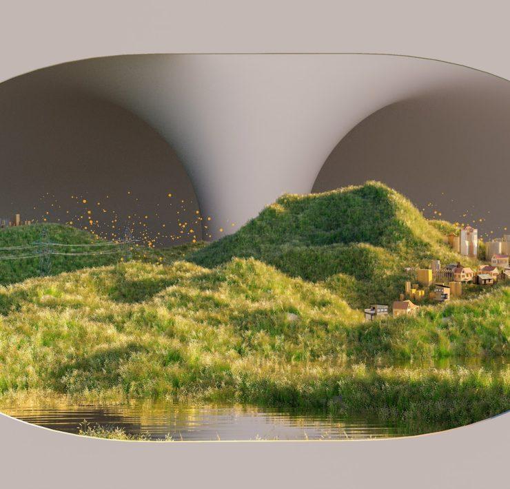 a view of a town from a window