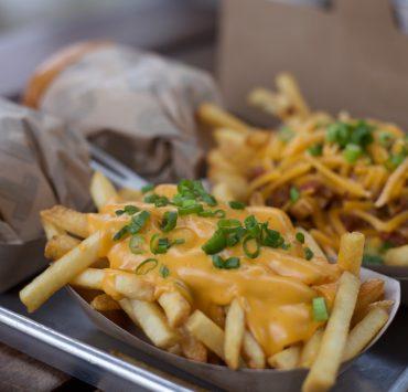 potato fries on black ceramic plate