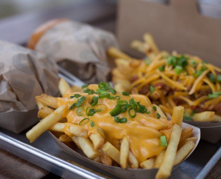 potato fries on black ceramic plate