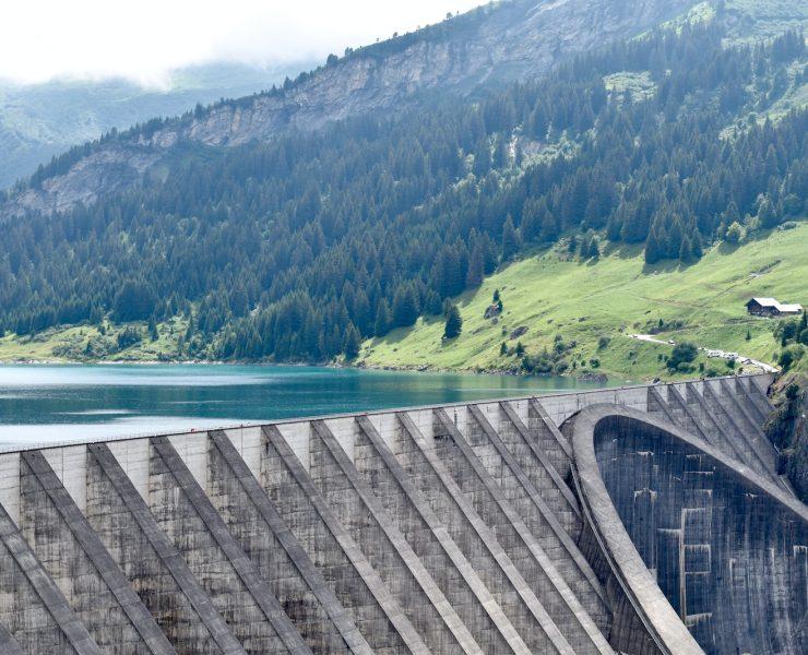 architectural photography of water dam