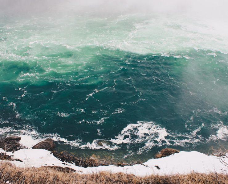 seashore in aerial view photography