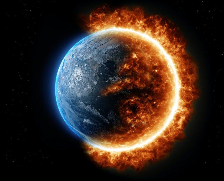 a picture of the earth in a ring of fire