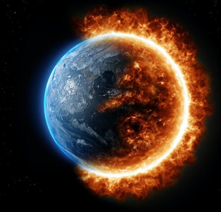 a picture of the earth in a ring of fire