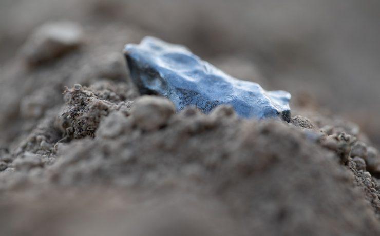a blue and white rock