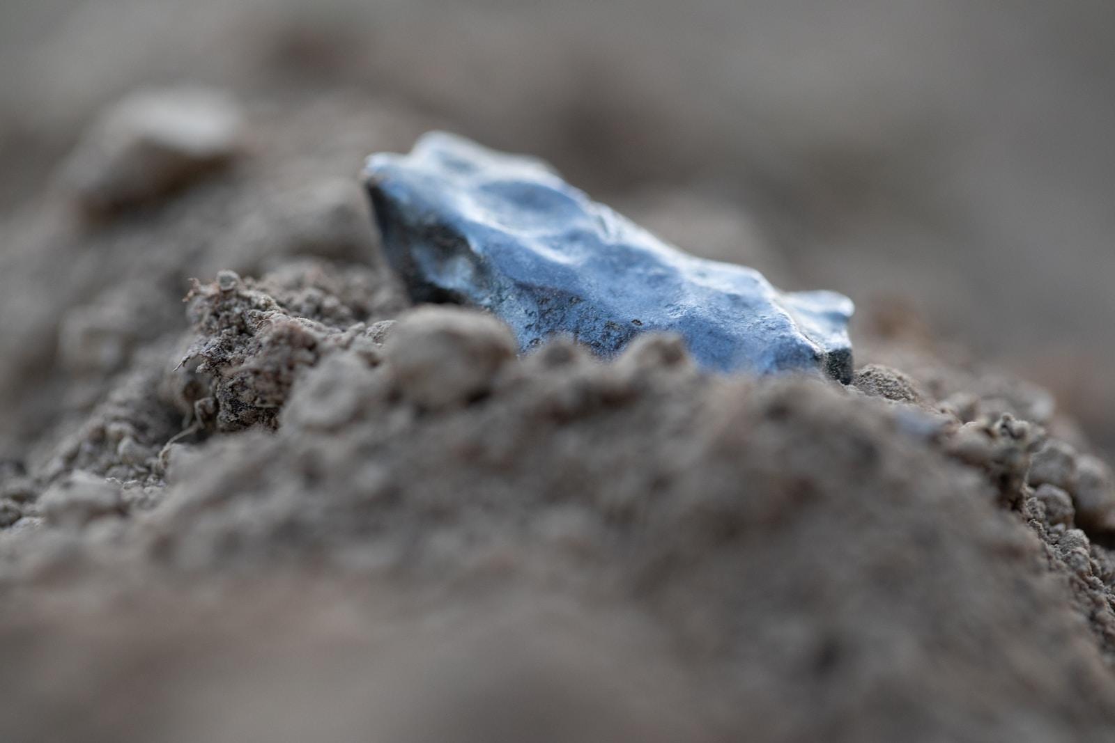 a blue and white rock