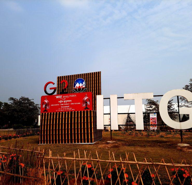 a large sign in front of a building