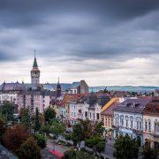 high angle photo of brown and white city buildings