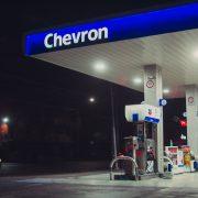 a chevron gas station at night time