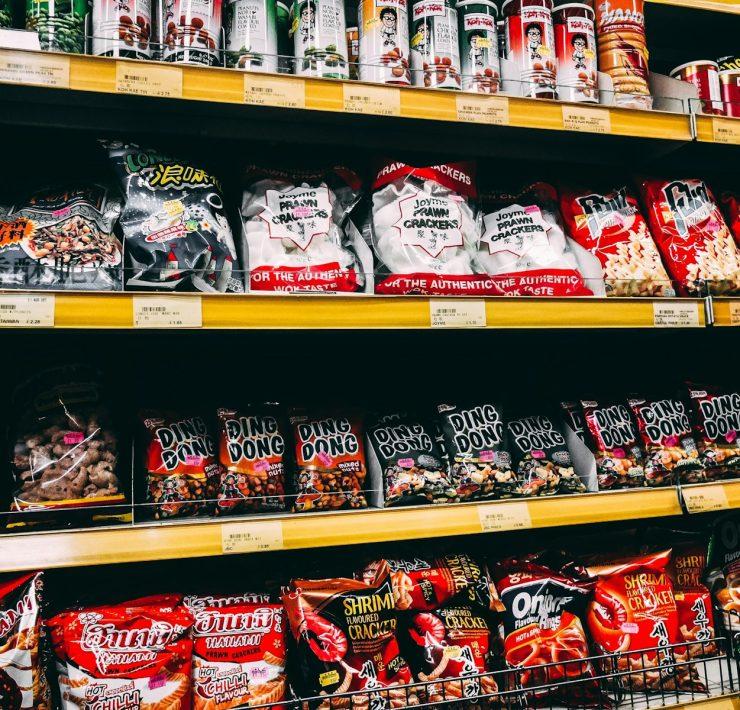 food packs on shelves