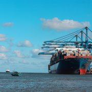 a large ship in the water