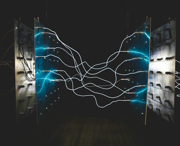 two square blue LED lights