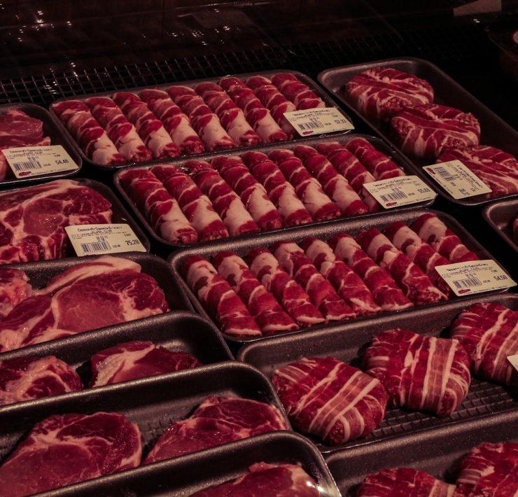 raw meat in clear plastic pack