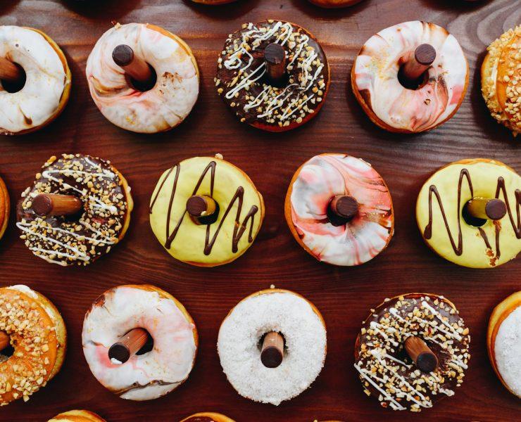 white and black floral round decor