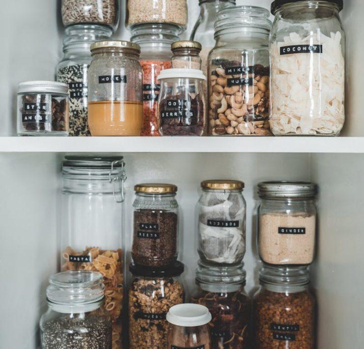 Clear Glass Jars With Brown and White Beans
