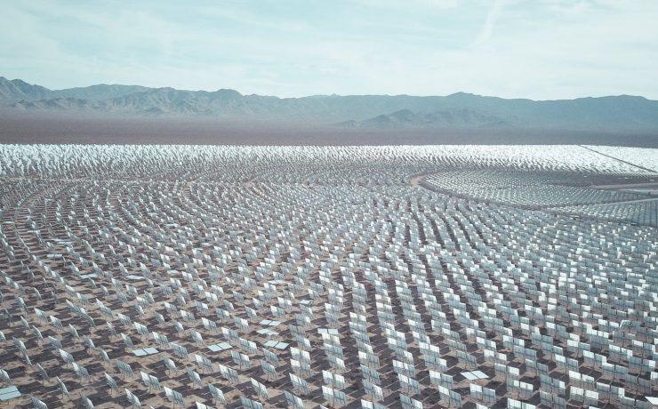 Solar Power Plant Near the Mountains